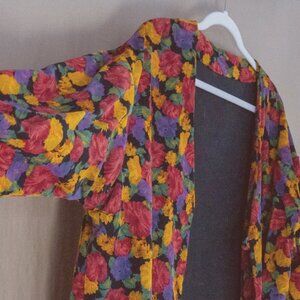 Funky corduroy floral jacket, XL/oversized, homemade/vintage
